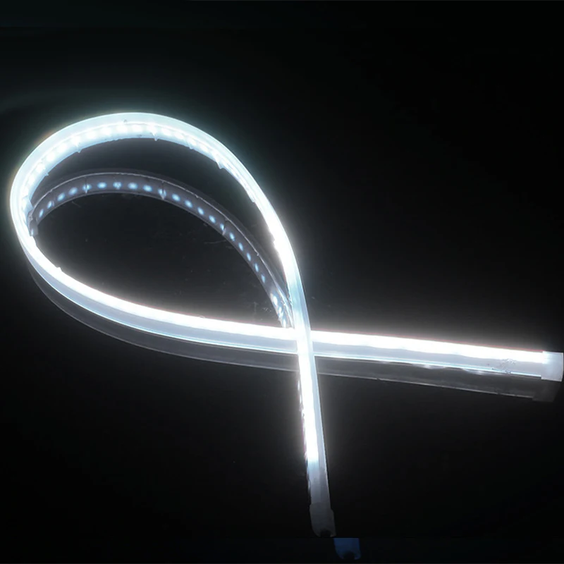 2Stck Motorrad LED DRL Tagfahrlicht Rücklicht Streifen Fließende Wasserdichte Blinker Lampe Auto Auto Stil Zubehör: Schwarz