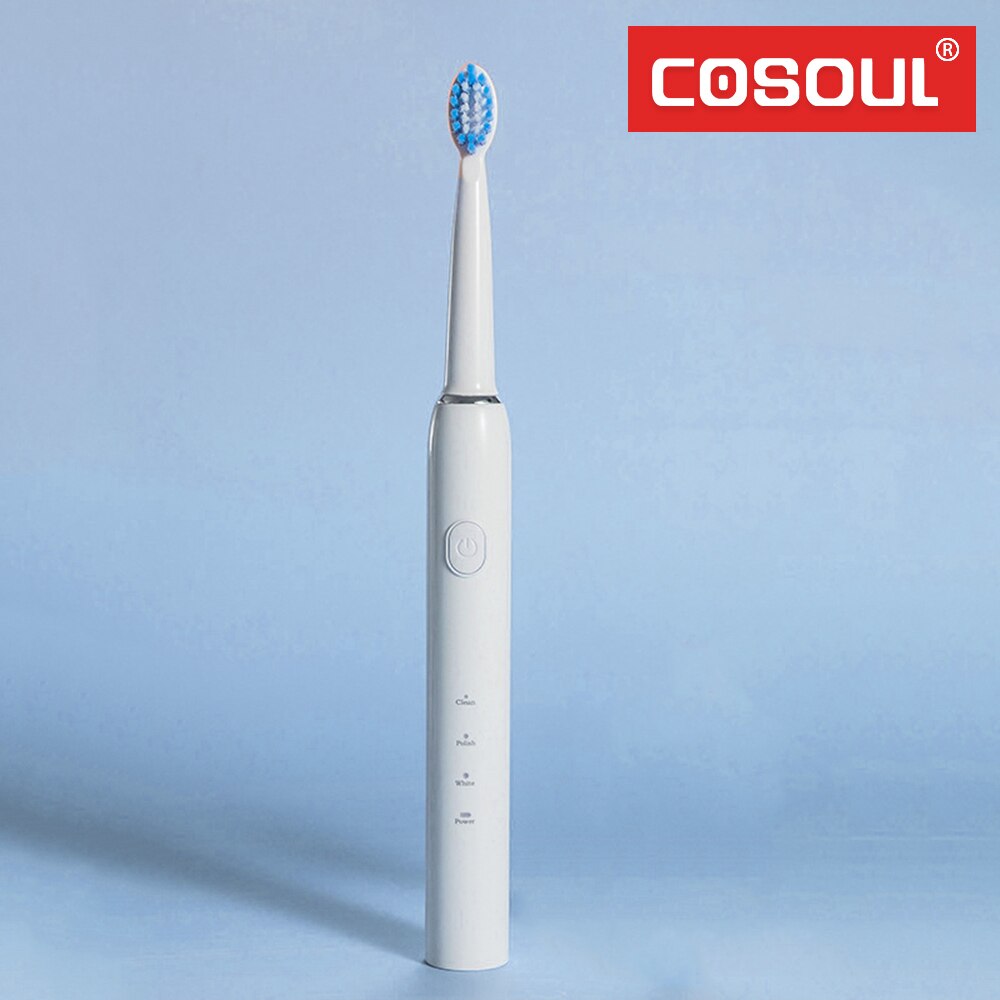 Brosse à dents électrique sonique, 3 Modes recommandés par le dentiste, nettoyage, blanchiment, soins, automatique, Rechargeable par USB, étanche: T1White
