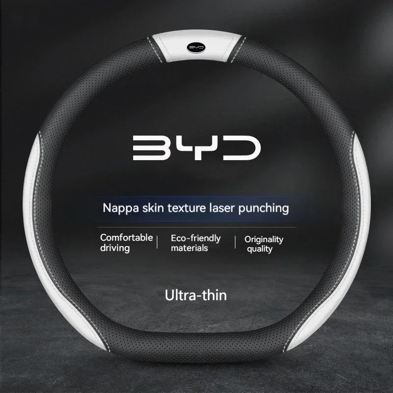 Car Suede Steering Wheel Cover For BYD Atto 3 Act Seal Tang F3 E6 Yuan Song Plus EV F0 Qin Han Dolphin S6 Leather anti-slip: black