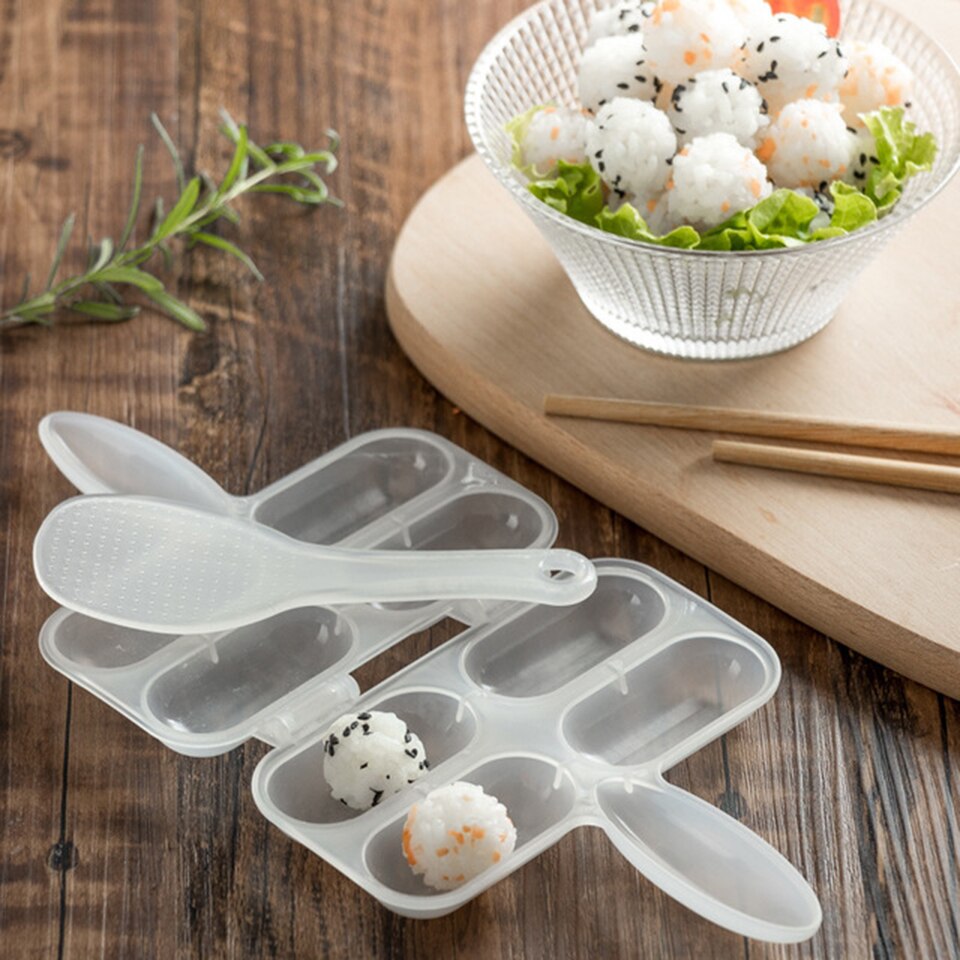 Transhome Rice Ball Mold Sushi Molds 2Pcs/Set Shake The Rice Ball Mold Sushi Tools Onigiri Rice Mold Kitchen Sushi Making Tools