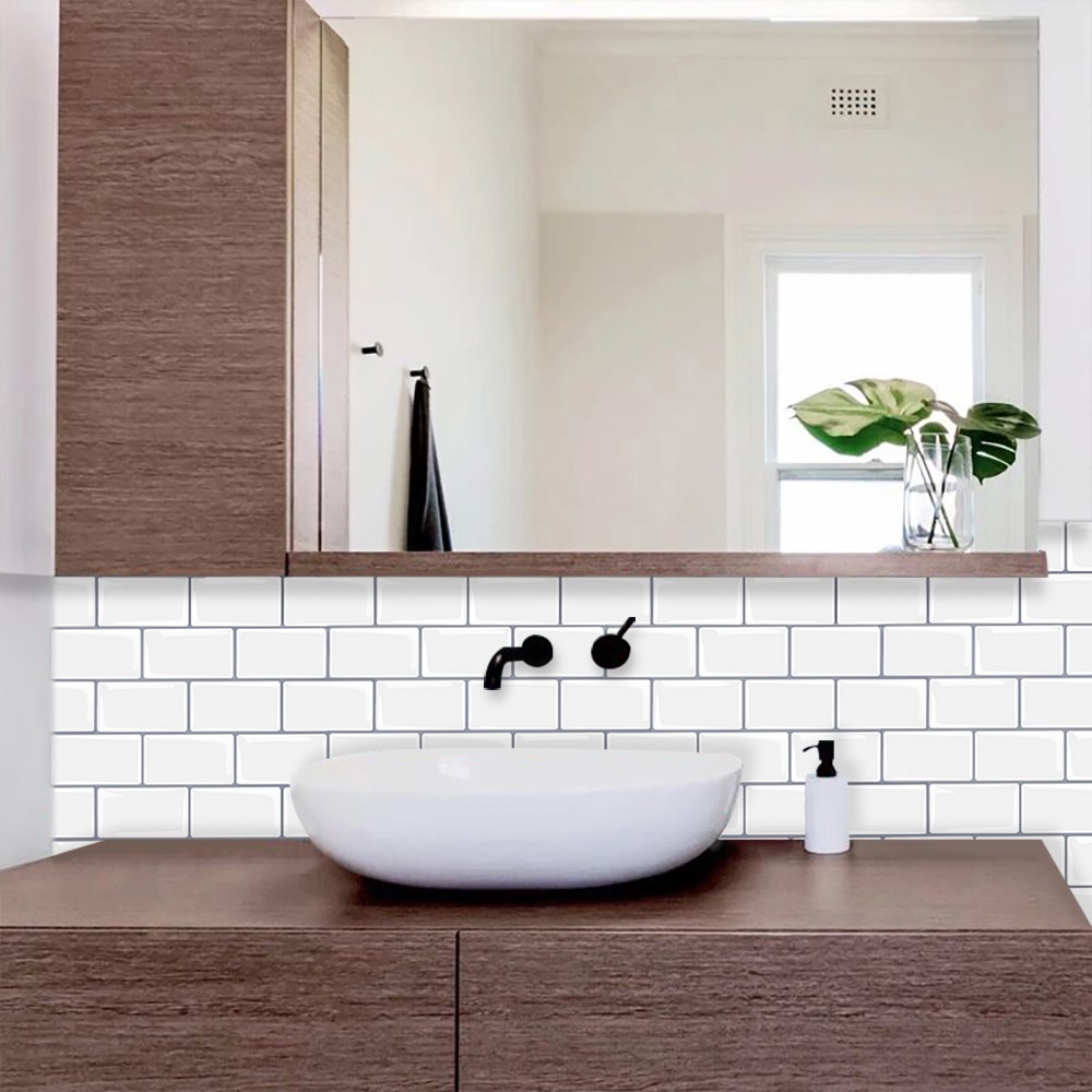 Vividtiles 12*12 Inch Self Adhesive 3D Peel and Stick Subway Wall Tiles for Kitchen &amp; Bathroom Backsplash - 10 Sheet