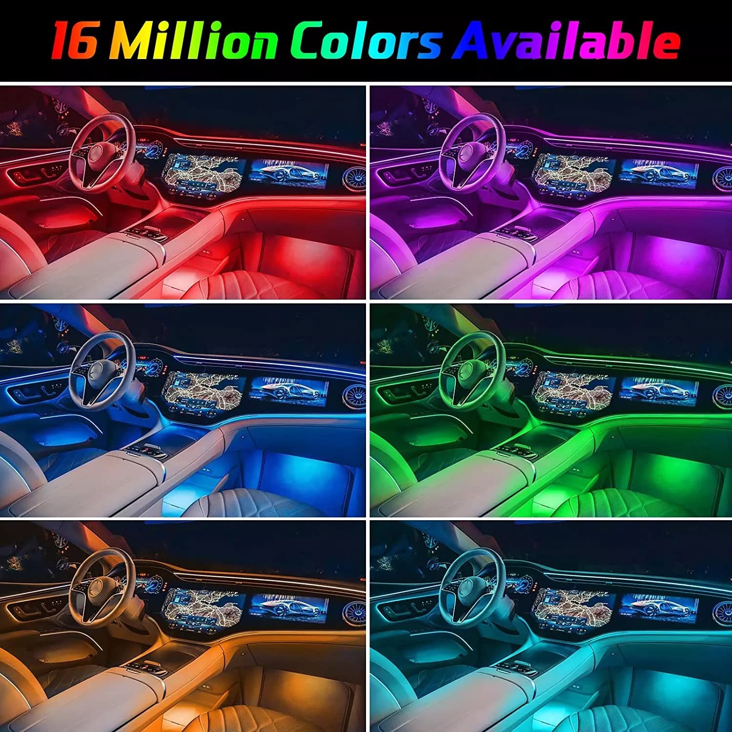 LED Auto Innenraum Umgebungs licht RGB Glasfaser Beleuchtung Bausatz mit USB App Musik steuerung Neon- Auto Atmosphäbetreffend dekorative Lampe Streifen