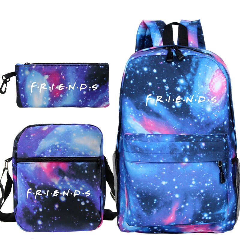 Mochila con estampado de TV Friends para Mujer, bolsa de viaje para ordenador portátil, escolar, para chicas adolescentes, 3 uds.: 9 / 3Pcs set