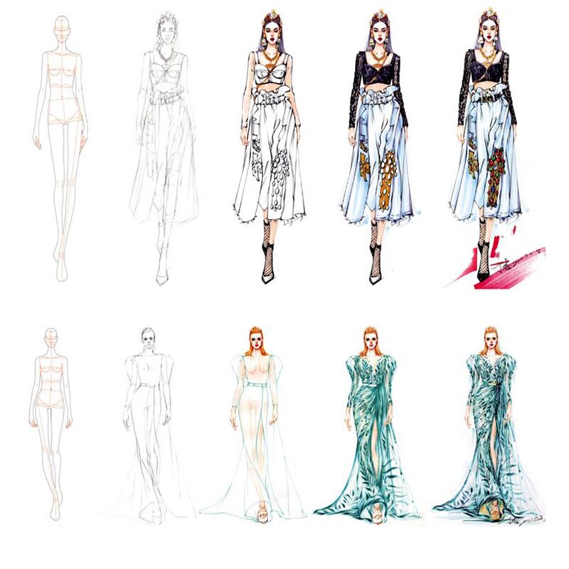 Drawing Ruler Figure Drawing Template Body Model Clothing Style For Art Sketch Line Female School Students