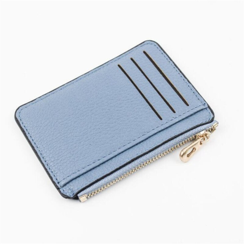 1Pc Mannen/Vrouwen Mini Id-kaart Houders Business Credit Card Houder Pu Leather Slim Bankkaart Case Organizer portemonnee Rits Unisex: blue 1