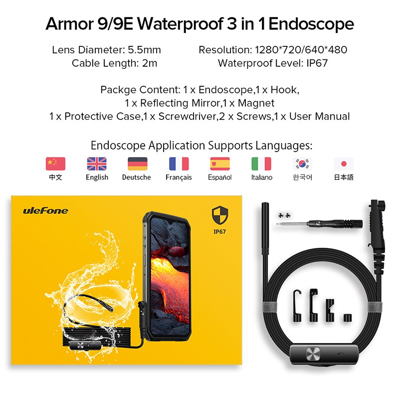 Ulefone Waterdichte 3 In 1 Endoscoop/Voor Armor 9/Armor 9E/Power Armor 13