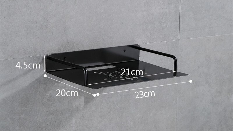 1pcs Mini Wall Mount Storage TV Box Router Shelf Set-top Box Bracket Holder Rack Aluminum Single-layer Space: black