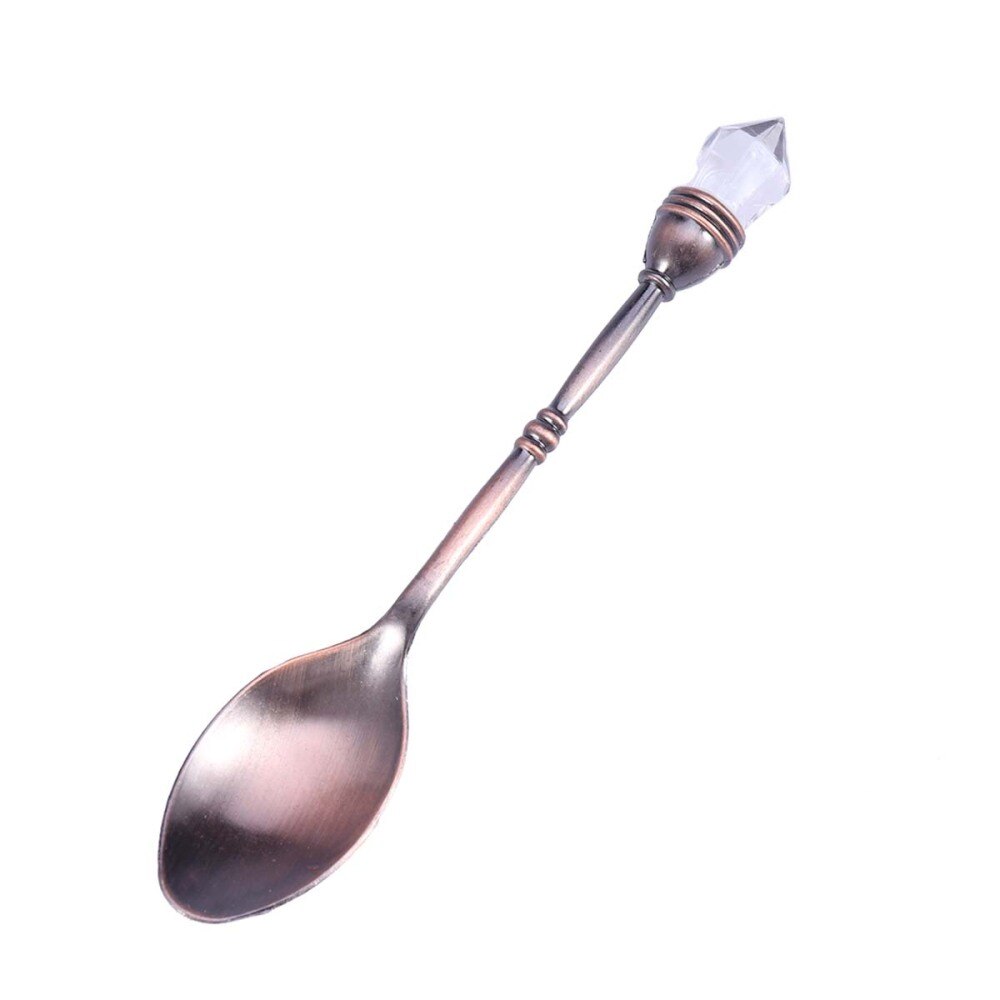 Cuchara de café Retro de estilo clásico europeo, cuchara revolviendo con cabeza de diamante, cuchara pequeña creativa para pastel de café, helado (dorado: Red Bronze