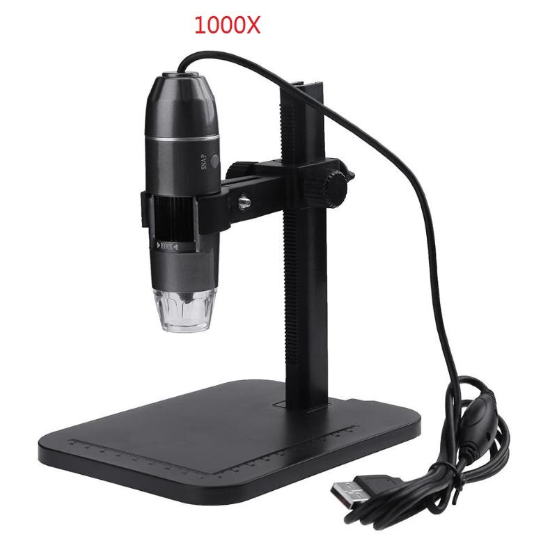 USB Digital 1000X 800X Microscope 8 LED 2MP Electronic Microscope Endoscope Zoom Camera Magnifier Lift Stand Tool: b