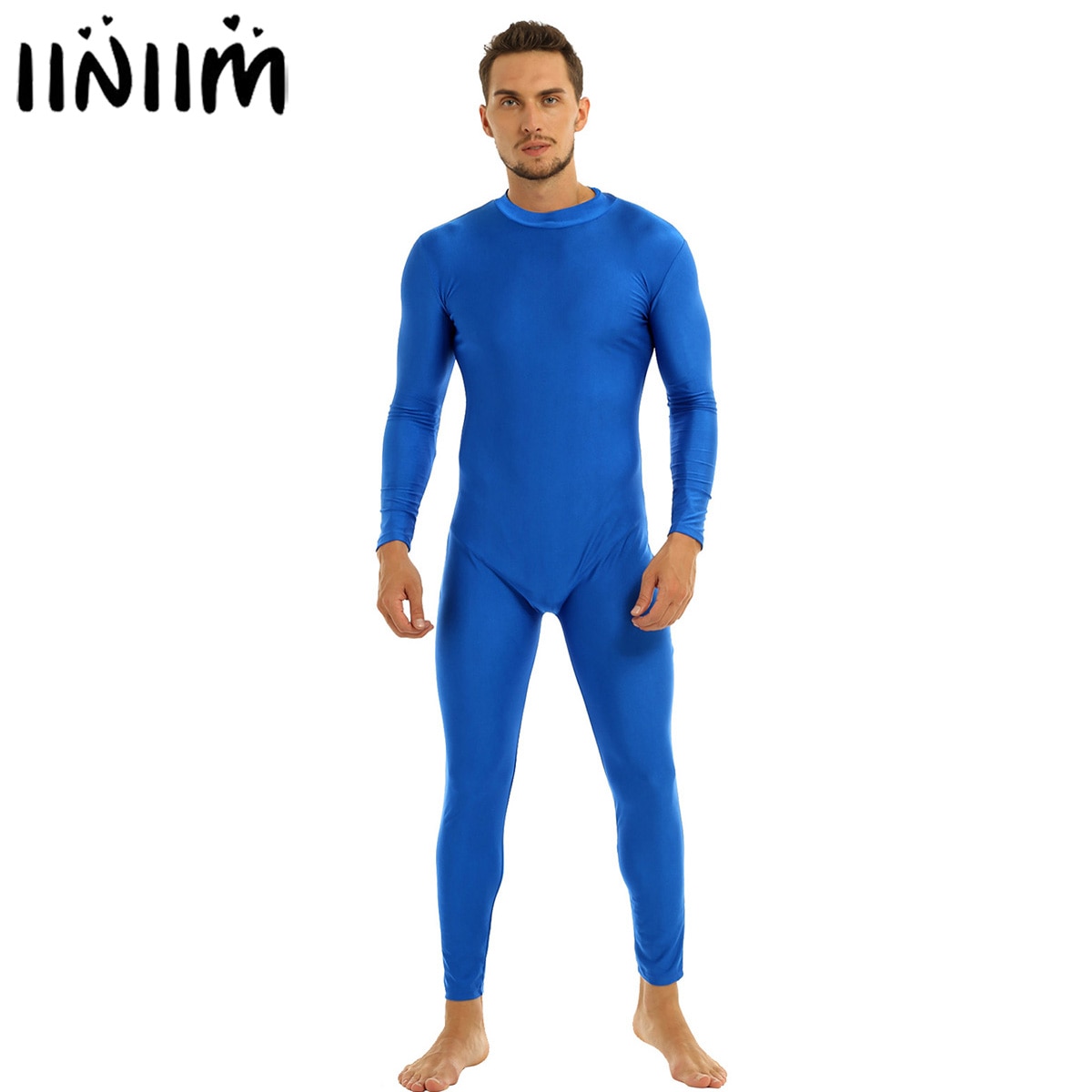 Bra passform för herrdräkter långa ärmar skinny helkropps-katdress vuxen lycra danskläder body gymnastik träning unitard