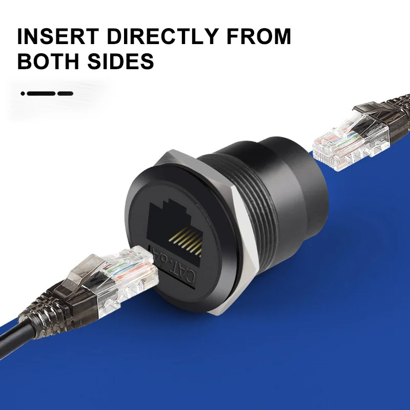CAT6A Network RJ45 Direct Module Socket C-type Cat 6A Ethernet Interface Data Signal Connector Metal rj45 Round Panel Socekts