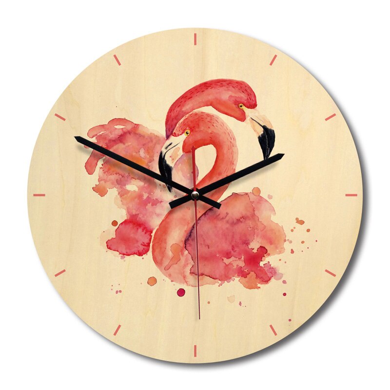 reloj de pared vintage con flamenco de madera para parejas de , reloj europeo para sala de estar o dormitorio decorado: A