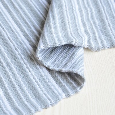 50cm*180cm/Piece, Thickened Grey And White Stripe Knitted Wool Cloth, Sweater, Windbreaker, Skirt Fabric, DIY Handmade Material