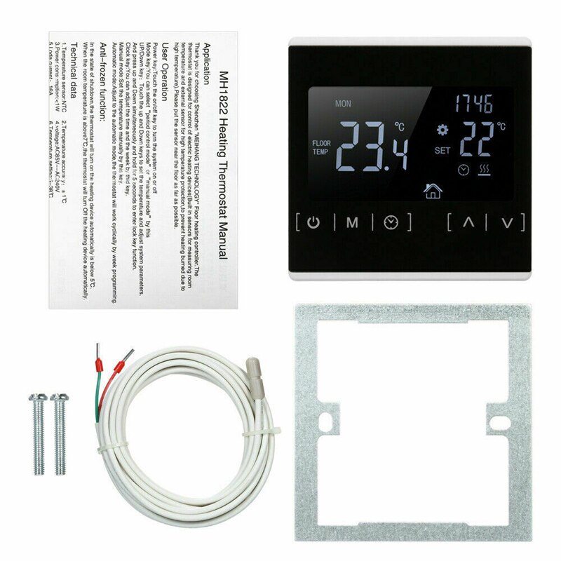 Electric LCD Screen Programmable Heating Room Thermostat Digital Smart Electric Room Floor Heating Thermostat Black Back Light