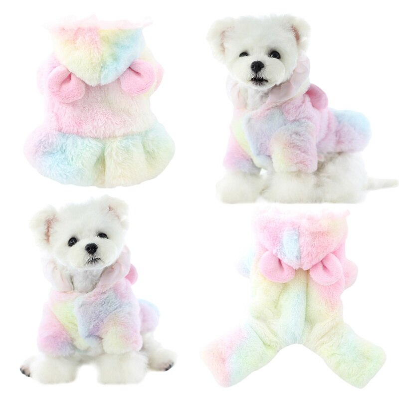 Winter Hond Sweethearts Jas Jumpsuit Kleurrijke Jurk Voor Honden Fleece Warm Teddy Poedel Kleding Voor Honden Xs Sml xl