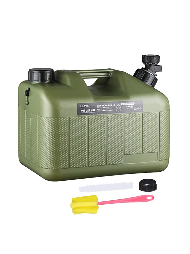10L Outdoor Hiking Camp Water Bucket Portable Car Driving Water Tank Container Large-caliber Camping Water Canister With Faucet