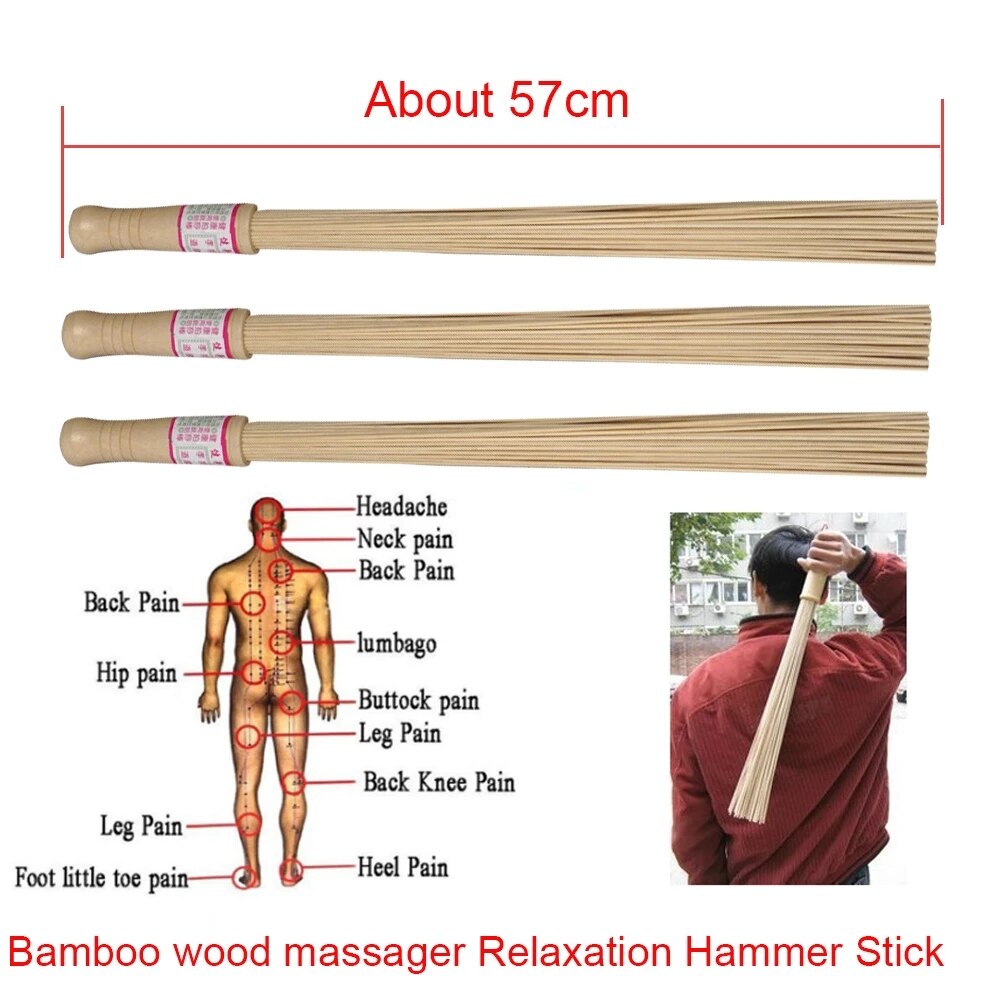 1Pc Natuurlijke Bamboe Pat Fitness Sticks Massage Ontspanning Masseur Hamer Stok Sticks Fitness Pat Milieu Houten Handvat: Default Title