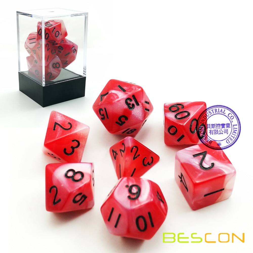 Gemini Twee Tone Wervelde Rode Rpg Dobbelstenen Set Van 7 In Baksteen Doos Pakket, compleet Polyhedrale Dobbelstenen Set Van D4 D6 D8 D10 D12 D20 D %