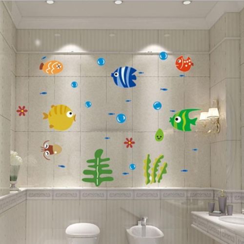 Universal Bathtub Anti-slip Fish Stickers Kid Shower Safety Stickers Cute Cartoon Wall Stickers Bathroom Decoration