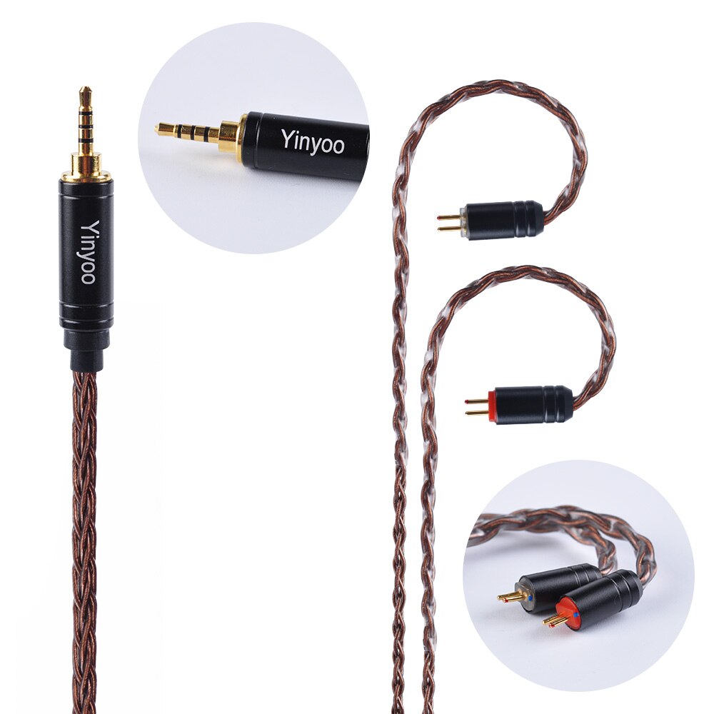 Yinyoo 8 Ader Silber Überzogene Kabel MMCX/2Stift Stecker 4,4/3,5/2,5mm Ausgeglichen Kabel Für v80 ZS10 wie10 ZST ES4 wie06 C10 C16: 2.5  2pin