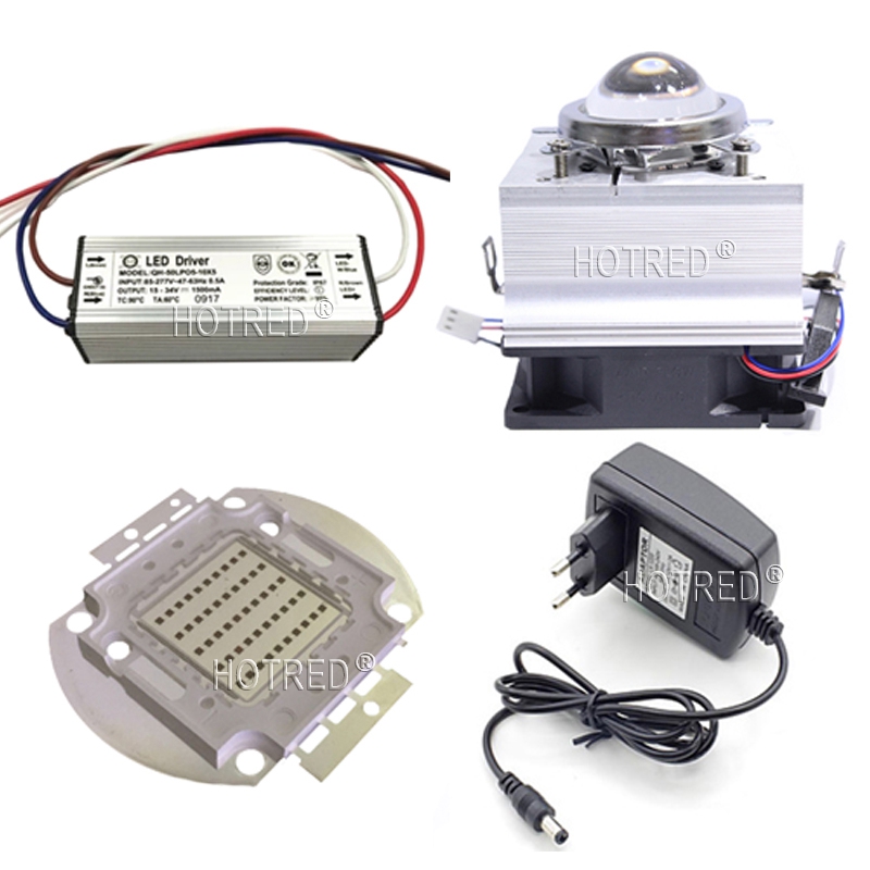 50W 60W High Power LED Chip 660nm Deep Red LED Grow Light 660 nm COB Diode Emitter+Driver+heatsink+cooler+lens reflector