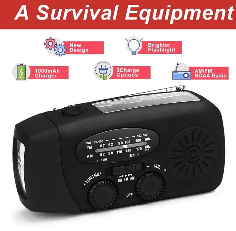 Multifunctionele Hand Radio Solar Crank Dynamo Powered Am/Fm/Noaa Weather Radio Gebruik Emergency Led Zaklamp En Power bank