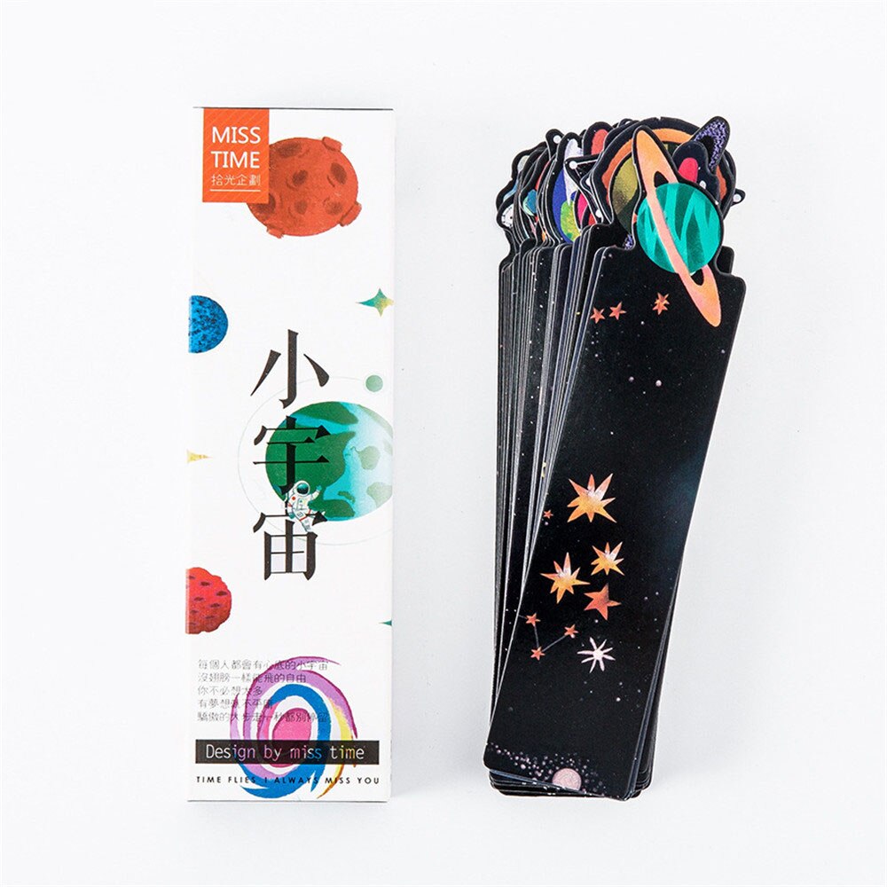 30pcs Planet Star Bookmark Cute Stationery Galaxy Sky Bookmarks for Book Paper Divider Book Page Holder School Supplies