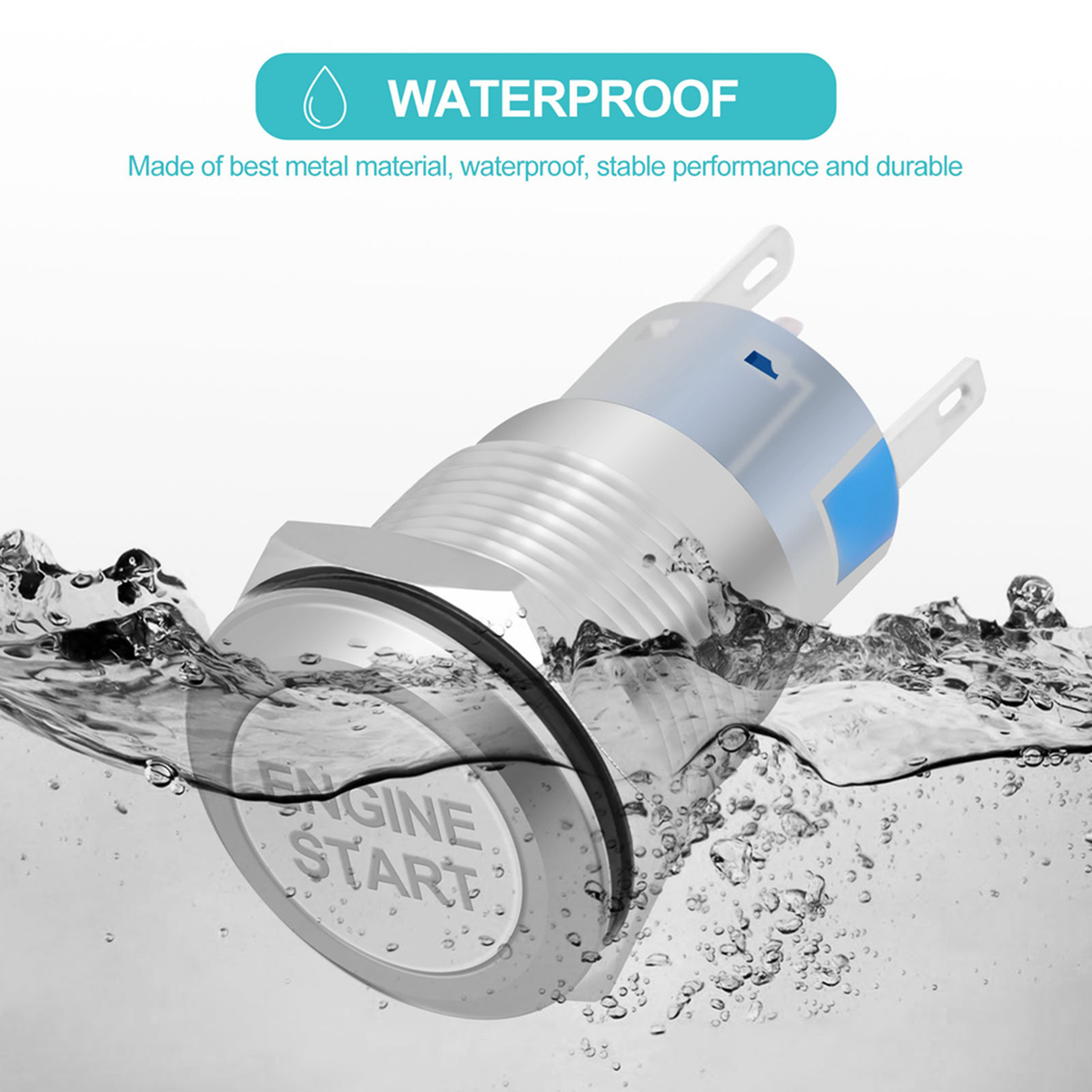 Car Engine Start Push Button Switch Ignition Starter Start Button Switch Replacement Enginee Start 12V Waterproof