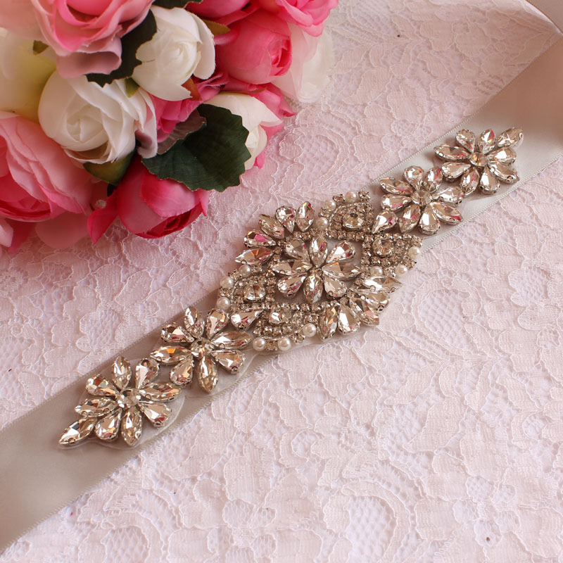 Brudekjole bælter, brude bælter, dame bælter, bryllup og vigtige lejligheder, rhinestone bælter, bryllup tilbehør: Mørkegrå