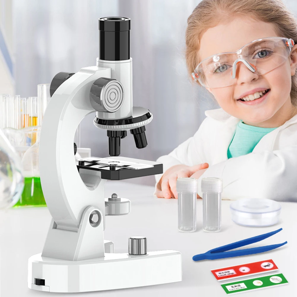 Microscopio óptico Monocular 200X-4800X, microscopio de biología Experimental de ciencia para estudiantes escolares, microscopio de laboratorio para niños