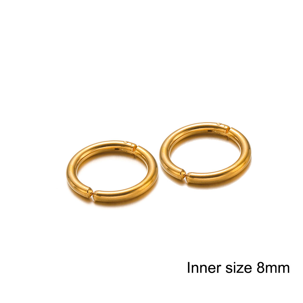 6 uds. De acero inoxidable sin agujero, pendientes con Clip, aros sin perforación, pendientes para mujeres y hombres, pendientes Piercing, joyería: Color amarillo dorado claro