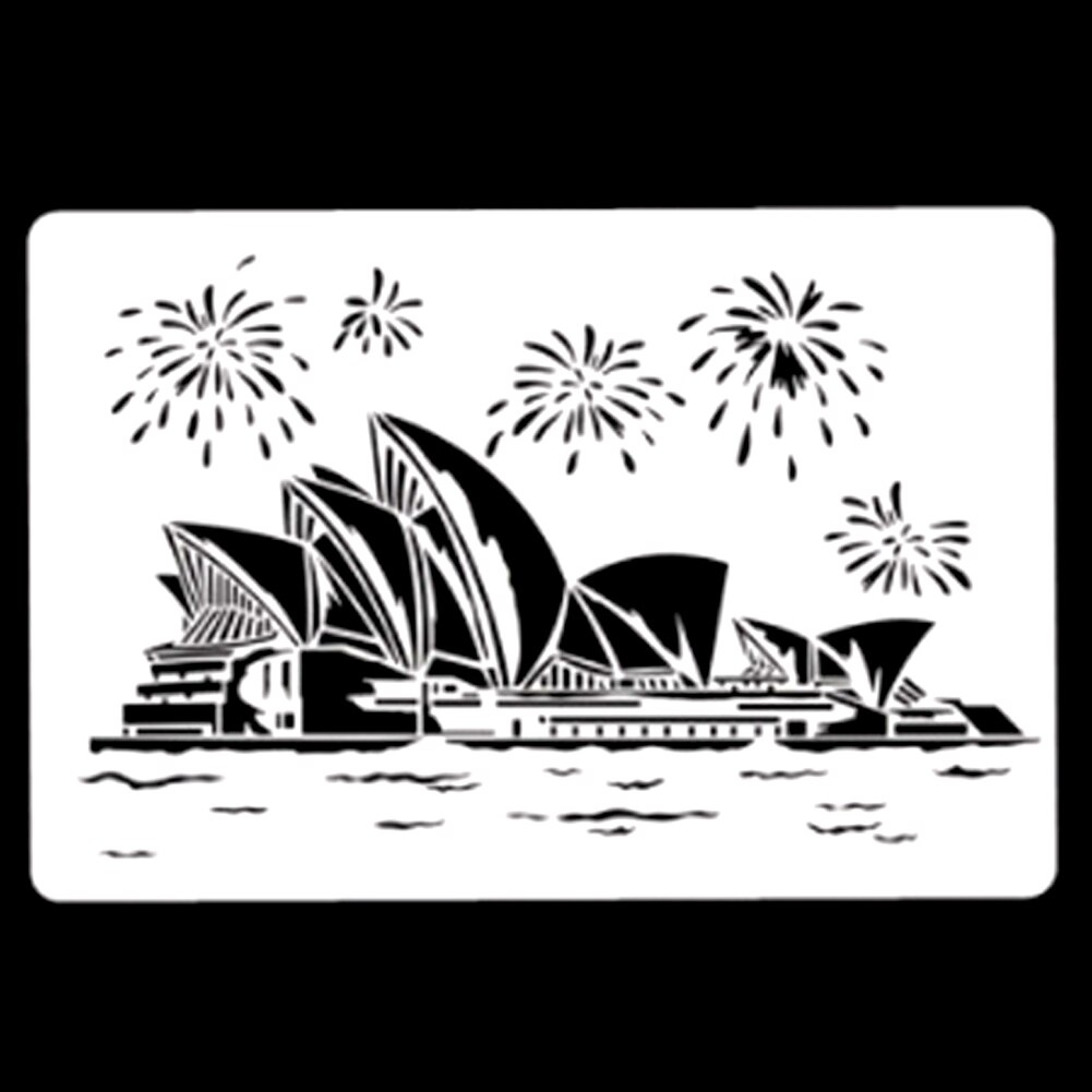 Hollow Flower Template DIY Architecture Series Painting Template Openwork City A4 Lace Ruler Template Student Supplies: Sydney