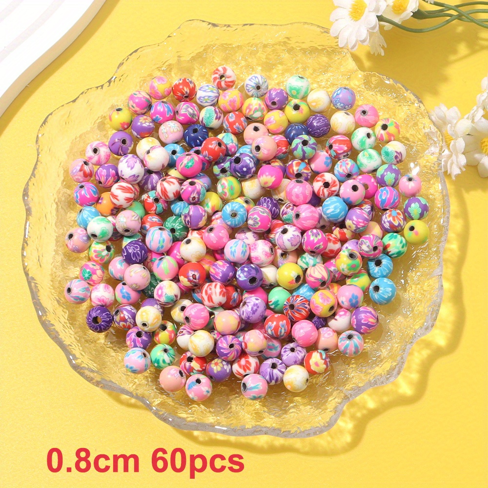 20/60 Uds. Cuentas decorativas de cuentas de cerámica blanda de 0,6 cm/0,8 cm/1cm se pueden utilizar para pulseras, collares, producción de joyería artesanal: Negro / other