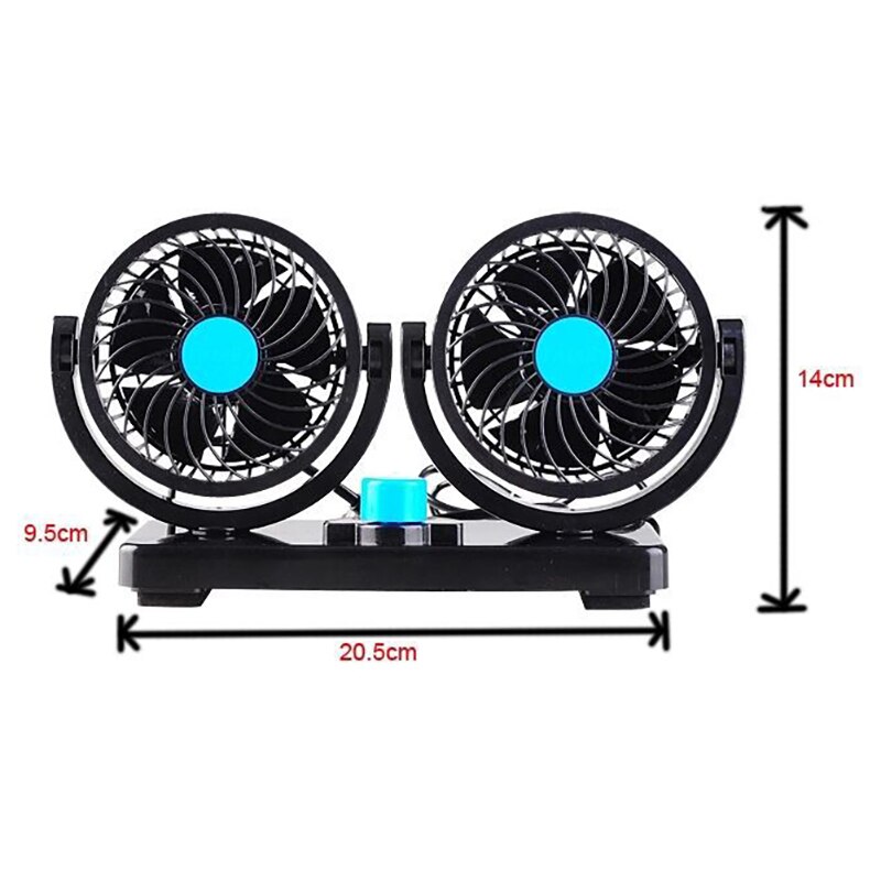 12V Car Fan with 360 Degrees Rotatable and 2 Speed, for Vehicle Car Truck SUV RV ATV Boat