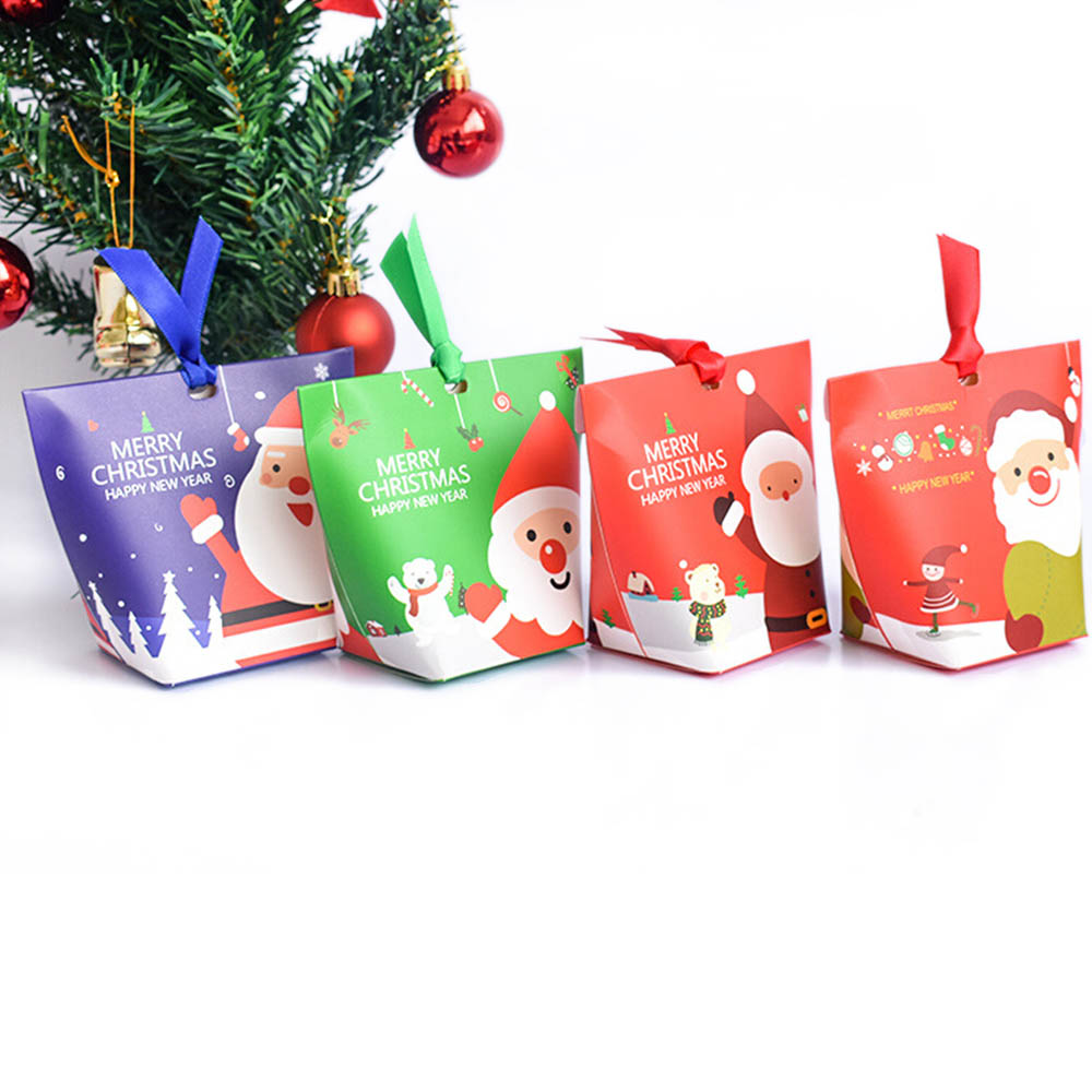 12 teile/satz Weihnachten Kasten Apfel Kasten Weihnachten Dekoration Für Heimat Santa Claus aufbringen Leder Seil Süssigkeit Papier Tasche
