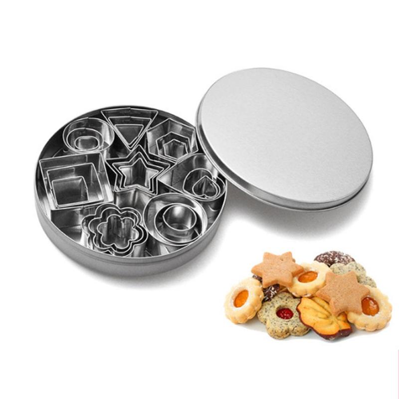 24pcs Rvs Mini Cookie Cutter Set Meerdere Vormen Biscuit Cookie Mold Bakken Gebak Snijders Snijmachines Bakken Tools