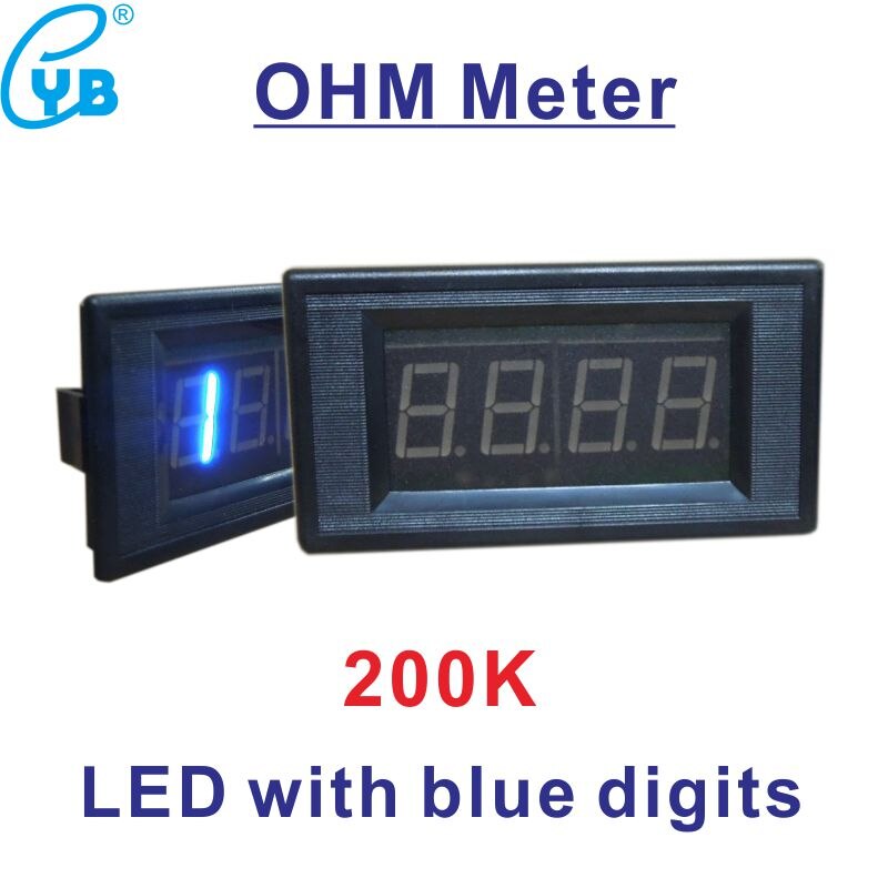 LED 3-1/2 Digital Meter 200K Ohmmeter Resistance Meter Ohm Meter Resistance Gauge Resistor Semi-closed Impedance Meter Blue