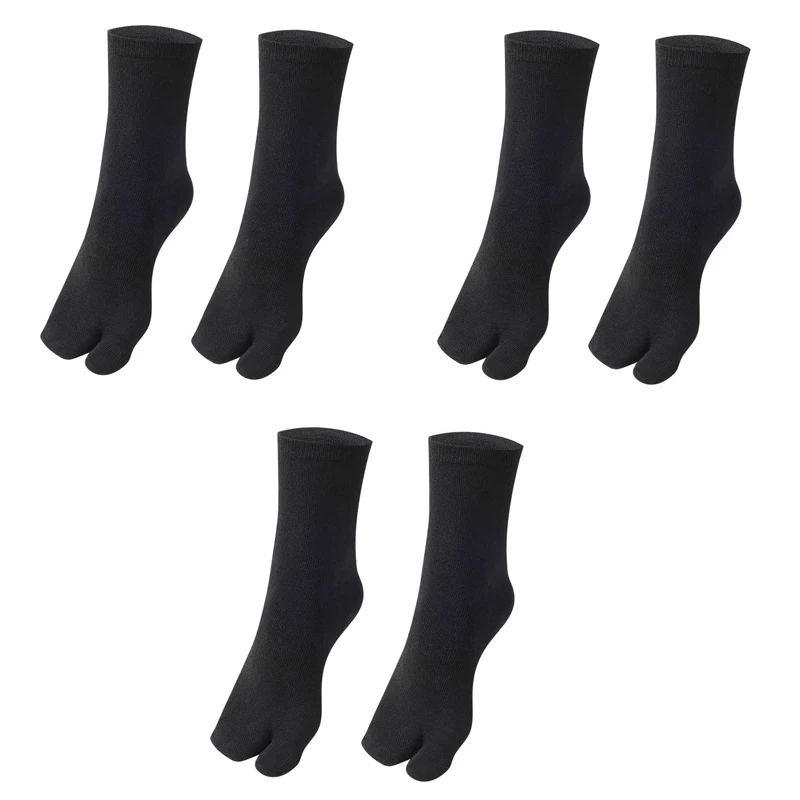 1/3Pairs Japanese Style Tabi Toe Socks Cotton Men Women Bamboo Fiber Deodorant Breathable Separate Kimono Flip FlopTwo Fingers: Golden