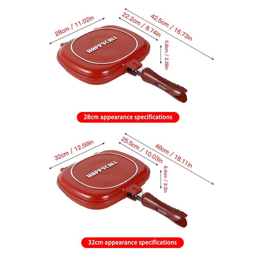 32/28CM Double Side Grill Frying Pan Non-Stick Barbecue Cooking Tool Home DIY Grill Pan Pancake Pan Rectangular Pancake Maker