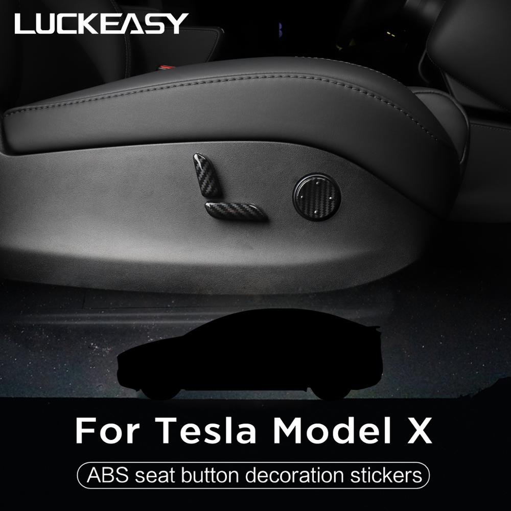 Luckeasy Autostoel Knop Decoratie Abs Carbon Stickers Voor Tesla Model X Knop Decoratie Bescherming 6 stks/set