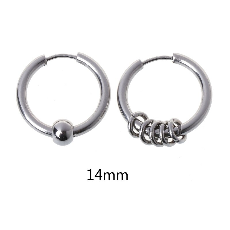 1 Paar 8Mm-20Mm Titanium Staal Hip Hop Hoop Earring Kraakbeen Helix Piercing Oorbellen