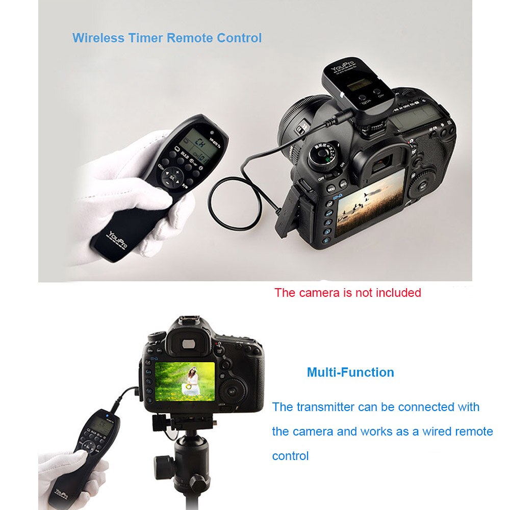Youpro yp -870 dc2 2.4g trådlös fjärrkontroll lcd timer avtryckare sändare mottagare 32 kanaler för nikon dslr kameror