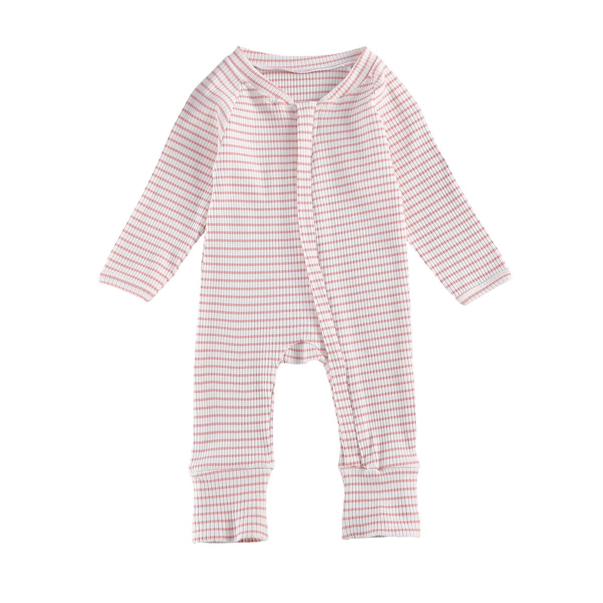 coton automne infantile bébé garçons filles rayé fermeture à glissière barboteuse à manches longues maison vêtements 0-18 mois: D / 18M