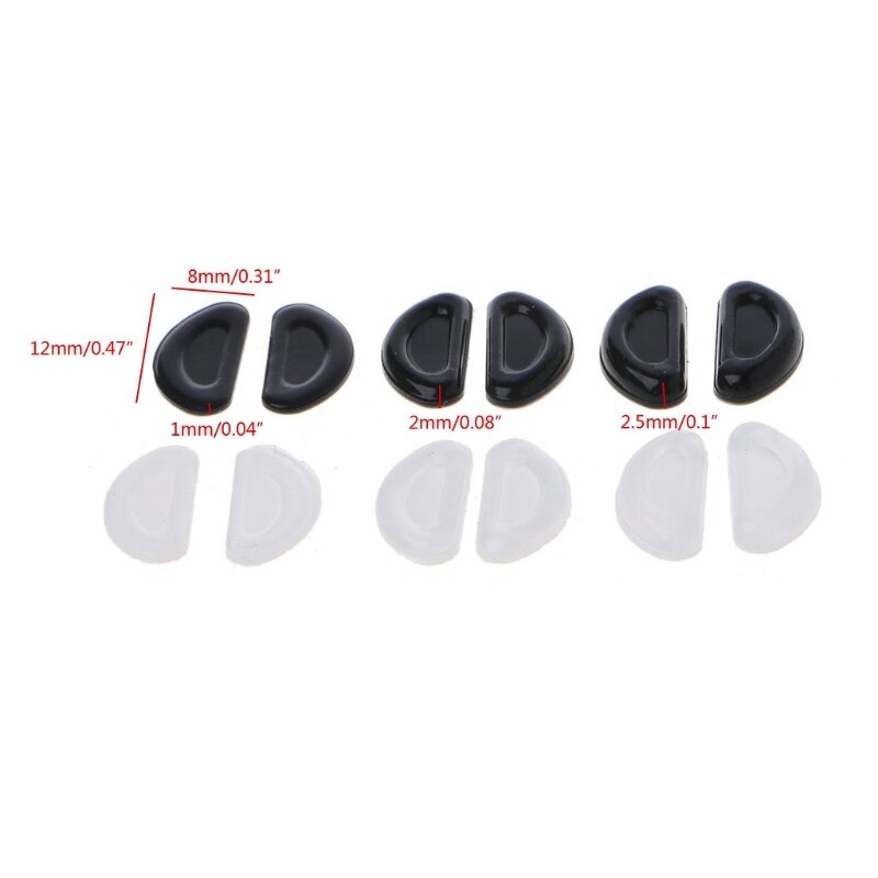 10Pairs Adhesive Eyeglasses Nose Pads D Shape Anti-Slip Soft Silicone Nose Pads 94PA