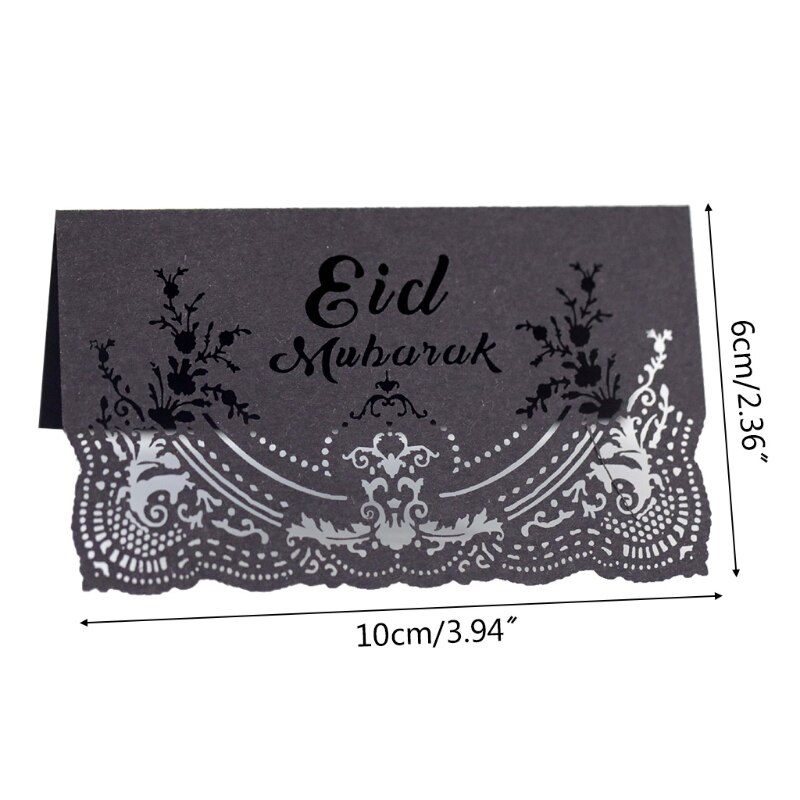 100Pcs Eid Mubarak Party Hollow Plaats Kaart Ramadan Uitnodiging Kaart Tafel Decor