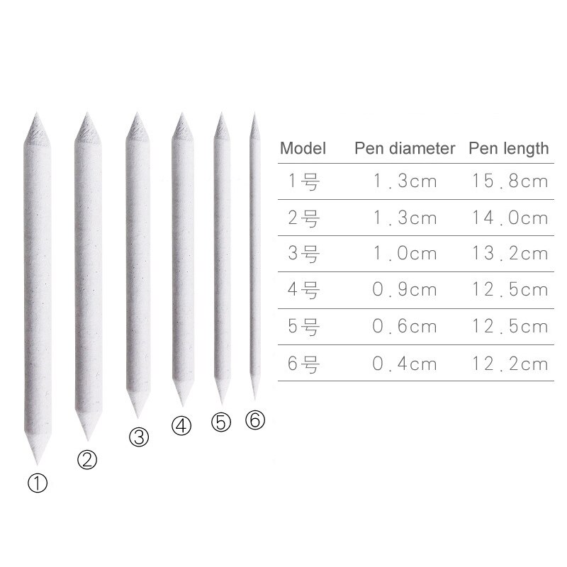 6Pcs Tortillon Duurzaam Art Tekening Tool Stump Schets Pastel Mengen Smudge Tortillon FBS889