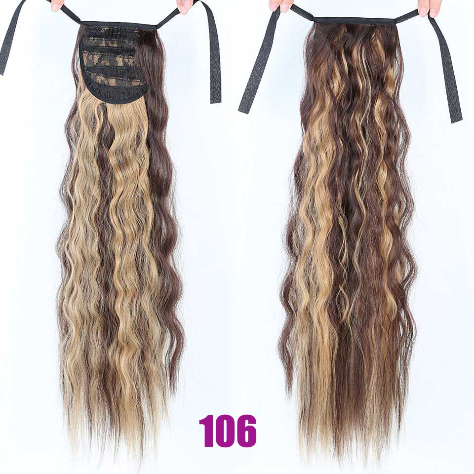Extension capillaire synthétique à Clip bouclée crépue-MEIFAN | Postiche Afro longue, queue de cheval à enrouler pour femmes: 106