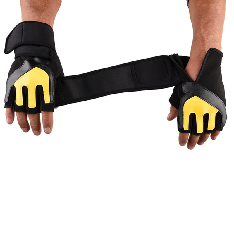 Los hombres de gimnasio guantes de dedo medio Bodybuilding Crossfit Fitness deportes mancuernas de levantamiento de peso Barbell deporte levantamiento de pesas guantes