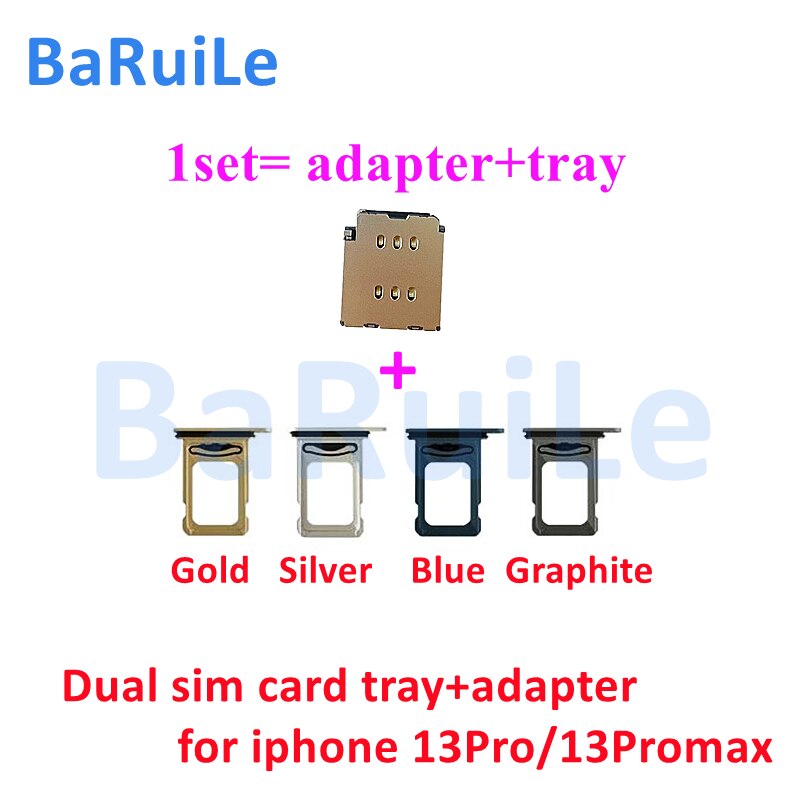 Baruile 5Sets Voor Iphone 12 12pro Max 13 Dual Sim Kaartlezer Adapter + Dual Sim Lade Houder Voor iphone 11 11P Vervangende Onderdelen