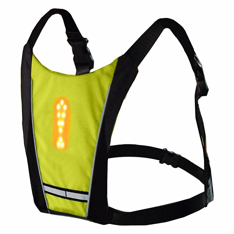 Bike Bicycle Cycling LED Wireless Turn Signnal Light Vest Bag Backpack For Night Warning Riding: yellow